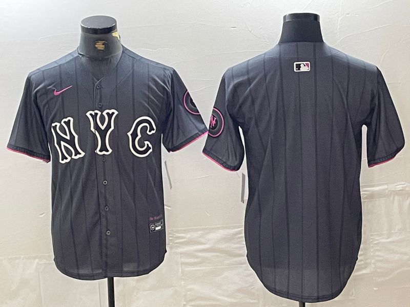 Men New York Mets Blank Black City Edition 2024 Nike MLB Jersey style 5